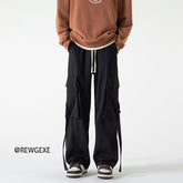 Cotton Cargo Pants Men Fashion Retro Pocket Casual Pants Men Japanese Streetwear Hip-hop Loose Straight Pants Mens Trousers voguable