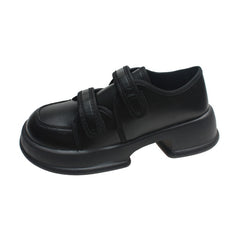 Casual Woman Shoe Round Toe Female Footwear Oxfords Autumn Loafers With Fur British Style Clogs Platform All-Match Black Flats D voguable