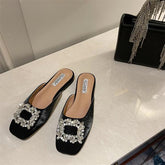 Shoes Slippers Flat Mules For Women Slides Jelly Flip Flops Lady Loafers Fashion Low Cover Toe Glitter Girl Soft Luxury Fab voguable