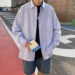 Shirts Men Spring Japanese Vintage Striped Long Sleeve Fashion Loose Handsome Casual Camisa Masculina Harajuku Simple Clothing voguable