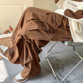 Autumn Winter Corduroy Pants Men Fashion Oversize Pocket Cargo Pants Men Streetwear Hip Hop Loose Straight Pants Mens Trousers voguable