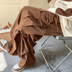 Autumn Winter Corduroy Pants Men Fashion Oversize Pocket Cargo Pants Men Streetwear Hip Hop Loose Straight Pants Mens Trousers voguable