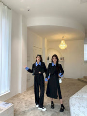 Women Splice Lapel Fashion Solid Short Blazer Coat Crop Top+Straight Pants Two Piece Sets Female Elegant Streetwear Outfits voguable