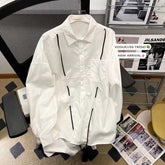 Shirts Men White Long Sleeve Fashion Summer Design All-match Camisa Teens Korean Casual Handsome Streetwear College Ins Unisex voguable