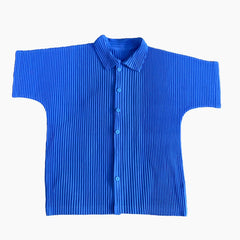 High Quality Streetwear Fashion Pleated Short Sleeve Men's Shirt Single Breasted Off Shoulder Teenager Oversized Tops voguable