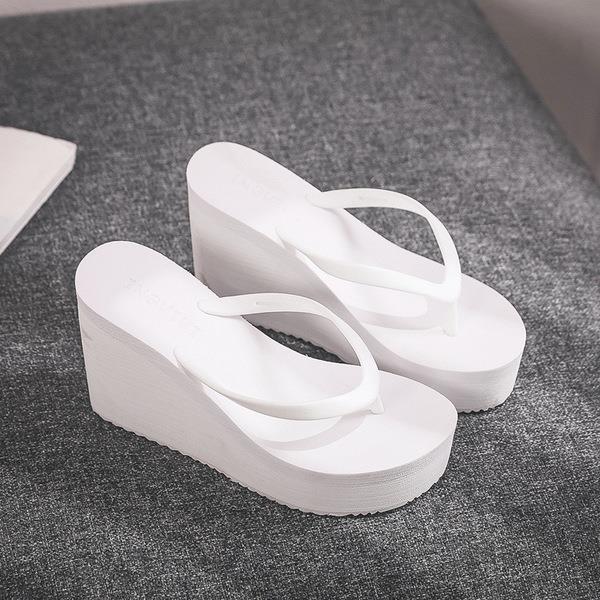 Voguable  2022 High-heeled Shoes Lady House Slippers Platform Slides Low on A Wedge Rubber Flip Flops Summer New Clogs Woman Candy Colors voguable