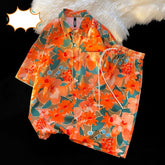 Hawaiian Flower Sets Men Fashion Print Casual Ice Silk Sets Men Loose Short-sleeved Shirt/Shorts Two-piece Mens Short Sets M-5XL voguable