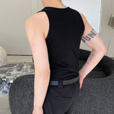 New Sexy Men's Vest Personality Irregular Hollow Out Strap Design Sleeveless Solid Color Male Tops Fashion 9A6967 voguable