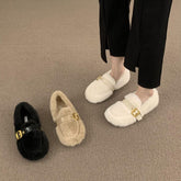 Loafers Fur Winter Shoes Women Slip-on Shallow Mouth Casual Female Sneakers Round Toe Autumn Slip On Moccasin Fall New Flock Rub voguable