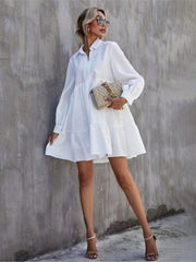 Autumn Sexy White Long Sleeve Shirt Blouse Dress For Women Harajuku Casual Loose A-line Mini Vestidos New voguable