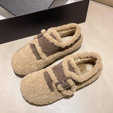 Round Toe Korean Shoes All-Match Women's Moccasins Loafers Fur Casual Female Sneakers Shallow Mouth Autumn Comfortable Wint voguable