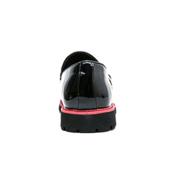 Loafers Men Shoes PU Black Round Toe Low Heel Fashion Daily Business Casual Party Embroidered Double Buckle Dress Shoes CP304 voguable