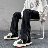 High Street Straight Black Men's Jeans America y2k Fashion Design Hip Hop Male Denim Pants Zipper Casual Trousers voguable