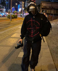 Winter 2022 American high Street Dark hoodie ironed diamond zipper cardigan Men's Goth couple oversized casual sweatshirt voguable