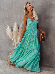 Dots Print Casual Maxi Summer Women's Dress Spaghetti Strap Loose Boho Floral Long Sundress Vestidos voguable