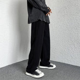New Corduroy Men's Casual Pants Drawstring Designer Loose Straight Trousers For Man Streetwear Solid Color Male Pant voguable