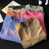 Quality Oversized Acid Washed T Shirt Women Vintage T-shirts Streetwear Mineral Wash Tee Shirts Girl Loose Luxury Brand Tops voguable