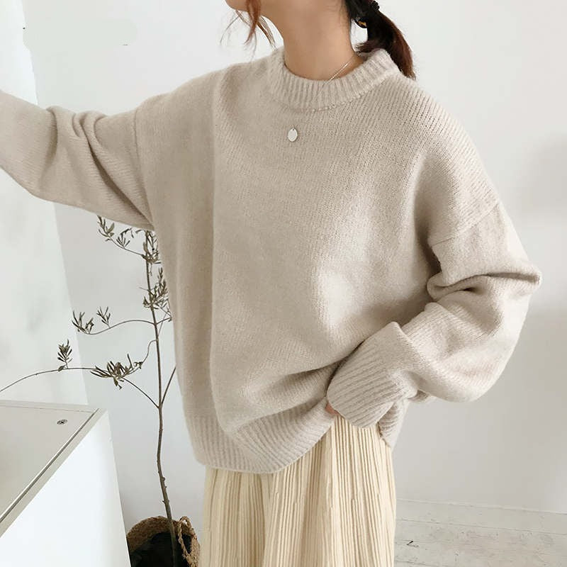 Voguable Cashmere Elegant Women Sweater Oversized Knitted Basic Pullovers O Neck Loose Soft Female Knitwear Jumper voguable