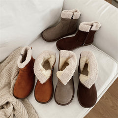Winter Boots With Fur Brand Women's Shoes Flat Heel Australia Zipper Boots-Women Round Toe Plush Fashion Rubber Ladies Snow voguable