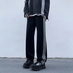 America Vintage High Street Men Jeans Fashion Design Oversized Straight Hip Hop Black Denim Pants Male Casual Trousers voguable