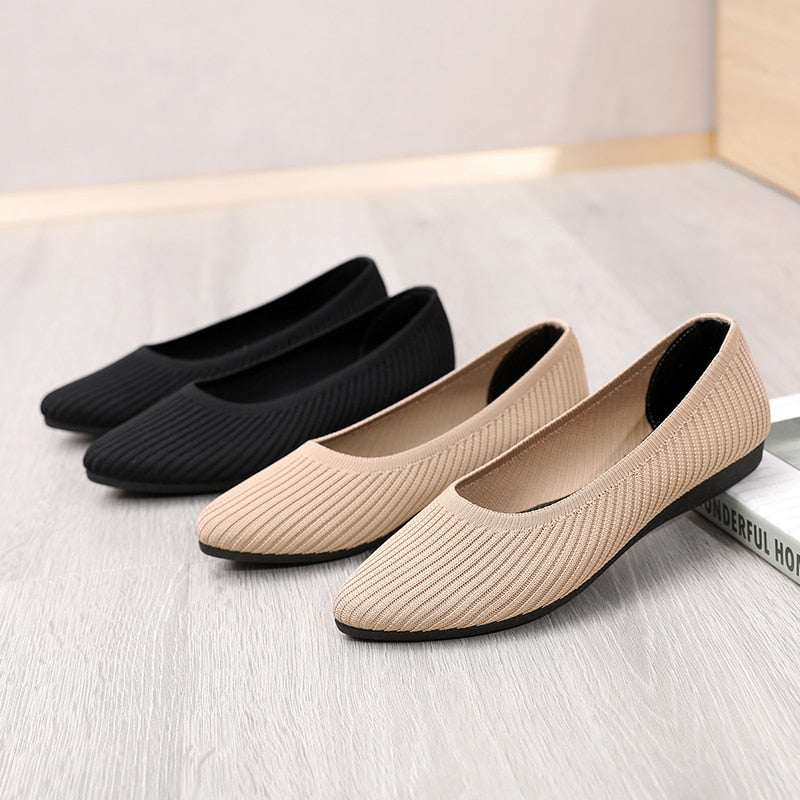 Casual Woman Shoe Round Toe Shallow Mouth Black Flats Female Footwear Soft Moccasin Comfortable Dress New Slip-On Basic Solid La voguable