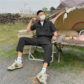 Pants Men Overalls Handsome Pockets Streetwear Tactical Short Sleeve Military All-match Harajuku Minimalist Design Male Leisure voguable