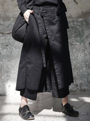 High Elastic Waist Black Irregular Bandage Wide Leg Pants New Loose Fit Trousers Women Fashion Spring Autumn voguable
