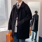 Trench Men Korean Style Trendy Handsome Clothing Spring Loose Casual High Street Plus Size Solid Daily Fashion 90's Streetwear voguable