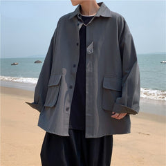 Cargo Shirts Men Camisa Masculina Japanese Clothing Design Trendy Students Ulzzang High Street Stylish Casual Harajuku Ins Teens voguable