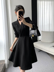 Elegant Bodycon Sexy Women's Dress Women Long Sleeve Split Up A-line Dresses Woman Robe Femme Ladies Vestidos Mujer Black voguable