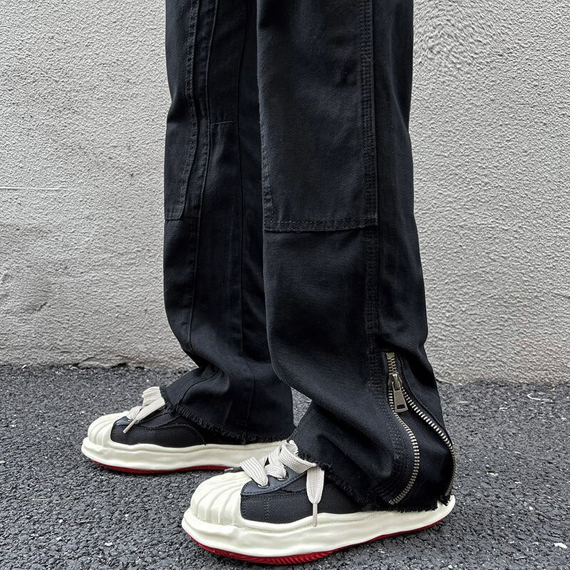 High Street Straight Black Men's Jeans America y2k Fashion Design Hip Hop Male Denim Pants Zipper Casual Trousers voguable
