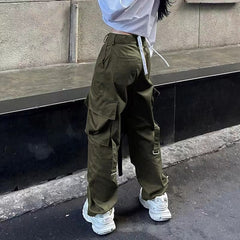 Voguable Hip Hop Street Hot Girl Grey Patchwork Grunge Cargo Baggy Pants Y2K Aesthetic High Waist Famme Trousers Woman voguable