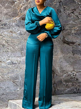 Voguable Office Ladies Jumpsuist Women Trousers Sexy V Neck Puff Sleeve Party Jumpsuits 2022 VONDA Casual Wide Leg Pants Palazzo Pants voguable