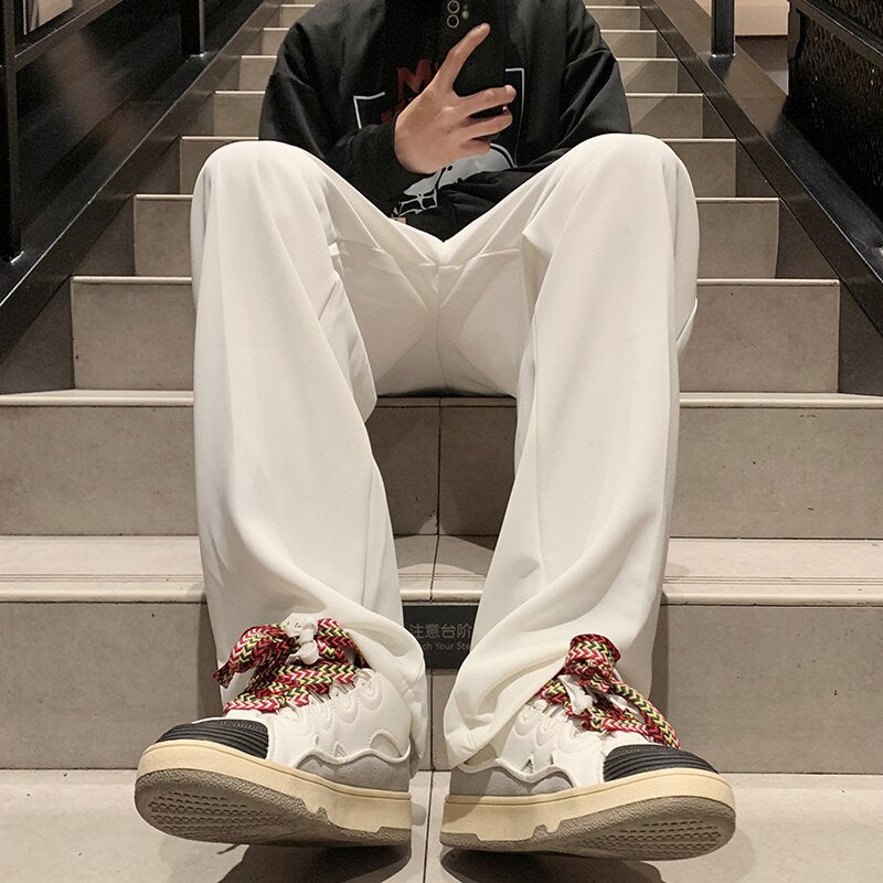 New Men Wide Leg Pants Spring Korean Style Suit Trousers For Male Straight Solid Color Fashion Basic Unisex 5XL Pant voguable