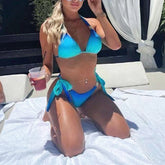 Gradient Print Bikinis Sexy High Cut Swimsuit Women Luxury crystal Swimwear Bathing Suit String Biquinis Beach Wear voguable