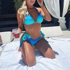 Gradient Print Bikinis Sexy High Cut Swimsuit Women Luxury crystal Swimwear Bathing Suit String Biquinis Beach Wear voguable