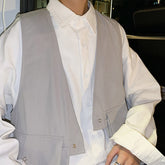 Vests Men Sleeveless Waistcoats Harajuku Techwear Hip-hop Big Pockets V-neck Loose All-match Teenagers Korean Style Jackets Chic voguable