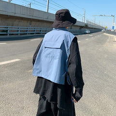 Cropped Vests Men Turn-down Collar High Street Techwear Tactic Sleeveless Jackets Spring Fashion Hip-hop Cargo Waistcoats Zipper voguable