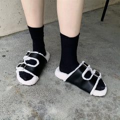 Low Shoes Ladies' Slippers Luxury Slides Fur Flip Flops Women Thongs Pantofle Designer Plush Hawaiian Soft Round Toe PU Fab voguable