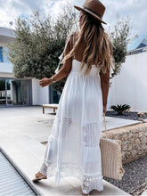 Crochet Lace White Summer Dress for Women Tassel Hollow Out Maxi Long Beach Casual Sundress Boho Smocking Vestidos voguable