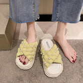 Shoes Slippers Casual Med Slipers Women Platform Slides String Bead Luxury Summer Flat 2022 Soft Fashion PU Rubber Shoes Women voguable