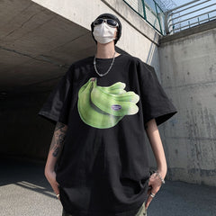 Banana Print Korean Chic Y2k Short Sleeve T-shirt Men Women Couples Large Loose Casual Tops All-match Slim Fit Summer New Tees voguable