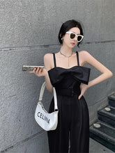 Summer Strap Jumpsuit Women Korean Fashion Wide-Leg Pants Rompers Sleeveless Big Bow Overalls Combinaison Femme Elegante voguable