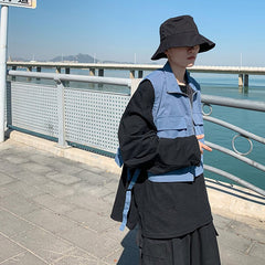 Cropped Vests Men Turn-down Collar High Street Techwear Tactic Sleeveless Jackets Spring Fashion Hip-hop Cargo Waistcoats Zipper voguable