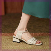 Med Comfort Shoes for Women Open Toe Large Size 2022 Sandals Clear Heels Suit Female Beige Medium Peep Big New Velvet Low Girls voguable