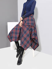 New Spring High Waist Red Plaid Split Joitn Loose Big Hem Half-body Skirt Women Fashion Tide All-match voguable