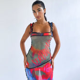 Summer Women Fashion Mesh See Through Bodycon Beach Vacation Long Dress Clothes Wholesale Items For Business voguable