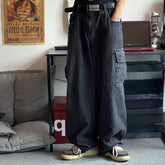 Voguable Baggy Jeans Trousers Male Denim Pants Black Wide Leg Pants Men's Jeans Oversize Cargo Korean Streetwear Hip Hop Harajuku voguable