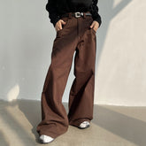 Silhouette Casual Vintage Solid Color Wash Men Wide Leg Pants Spring Male Trousers Jeans Autumn Casual 9A6672 voguable