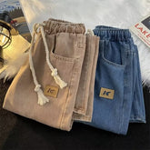 Spring New Women Vintage Jeans High Street Drawstring Wide Leg Female Denim Pants Fashion Straight Unisex Casual Trousers voguable